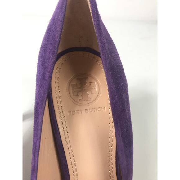 Tory Burch Greenwich Pump Women's 7 Purple Suede Stiletto Heels Chic Formal Bold - Picture 4 of 10